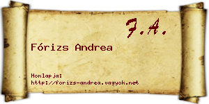 Fórizs Andrea névjegykártya